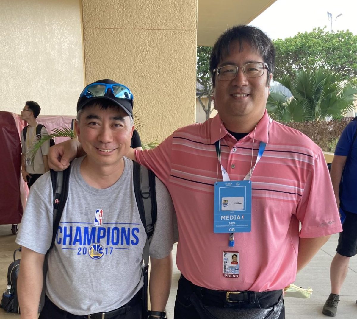 Darryl Arata and Kyle Sakamoto are lifelong friends and UH journalism grads. Arata works for the Golden State Warriors and Sakamoto for the Honolulu Star-Advertiser.