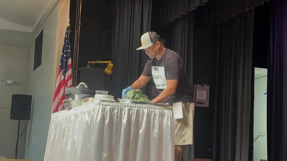 Chef Adam Tabura does a cooking demonstration at the Food and New Product Expo.