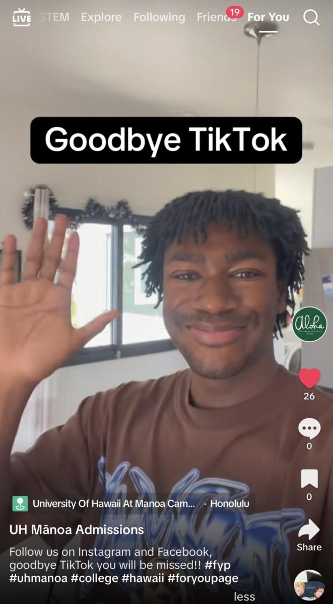 Quentin Shores, social media manager of Mānoa Admissions, bids farewell on a TikTok post.