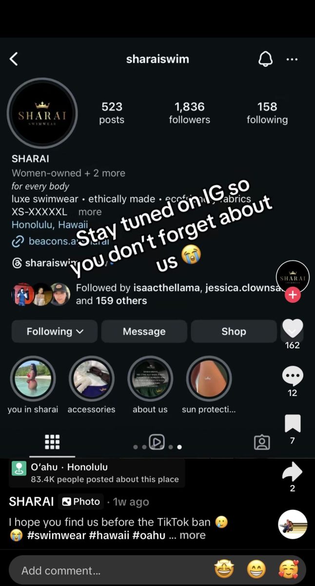 Local brand "Sharai Swimwear" makes one last push to direct TikTok followers on how to keep in touch. 