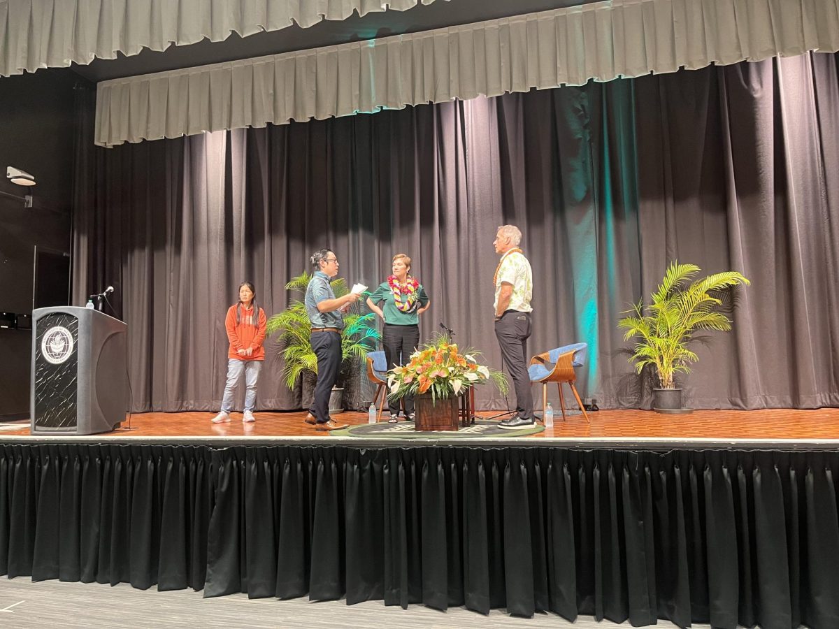 UH President Wendy Hensel at the UH Mānoa open forum.