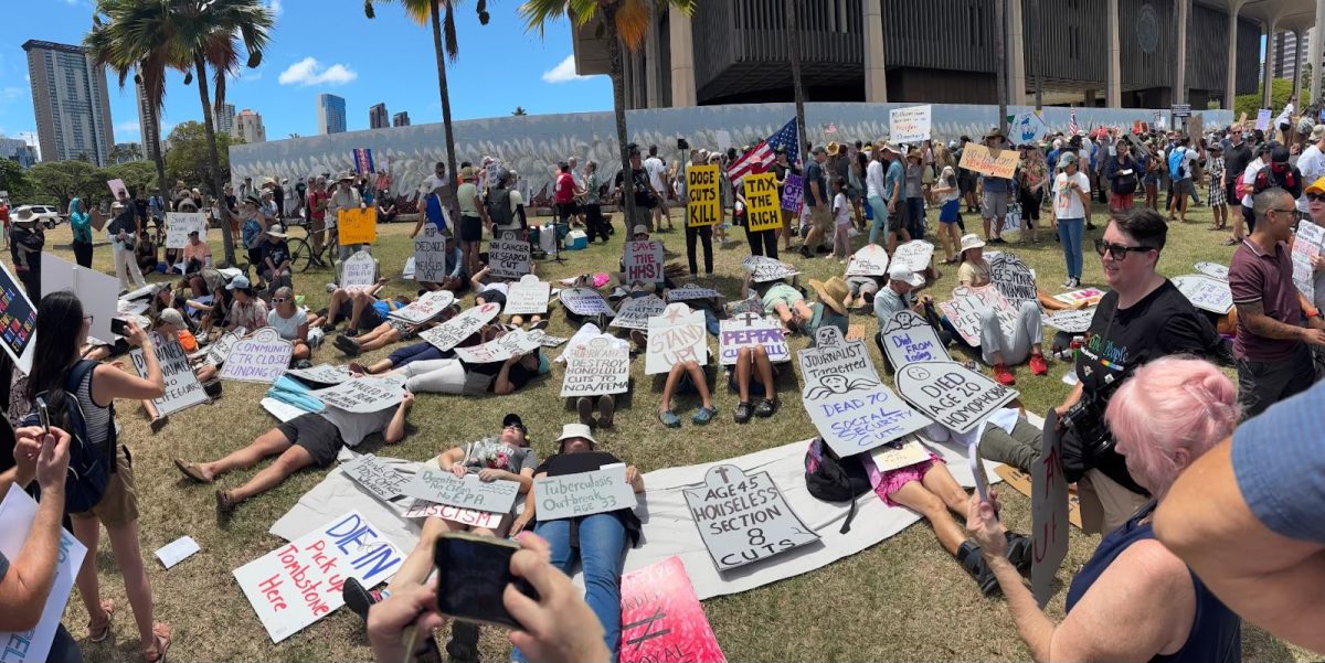 Participants stand together in fear of losing the life they’ve grown to love in Hawai'i.