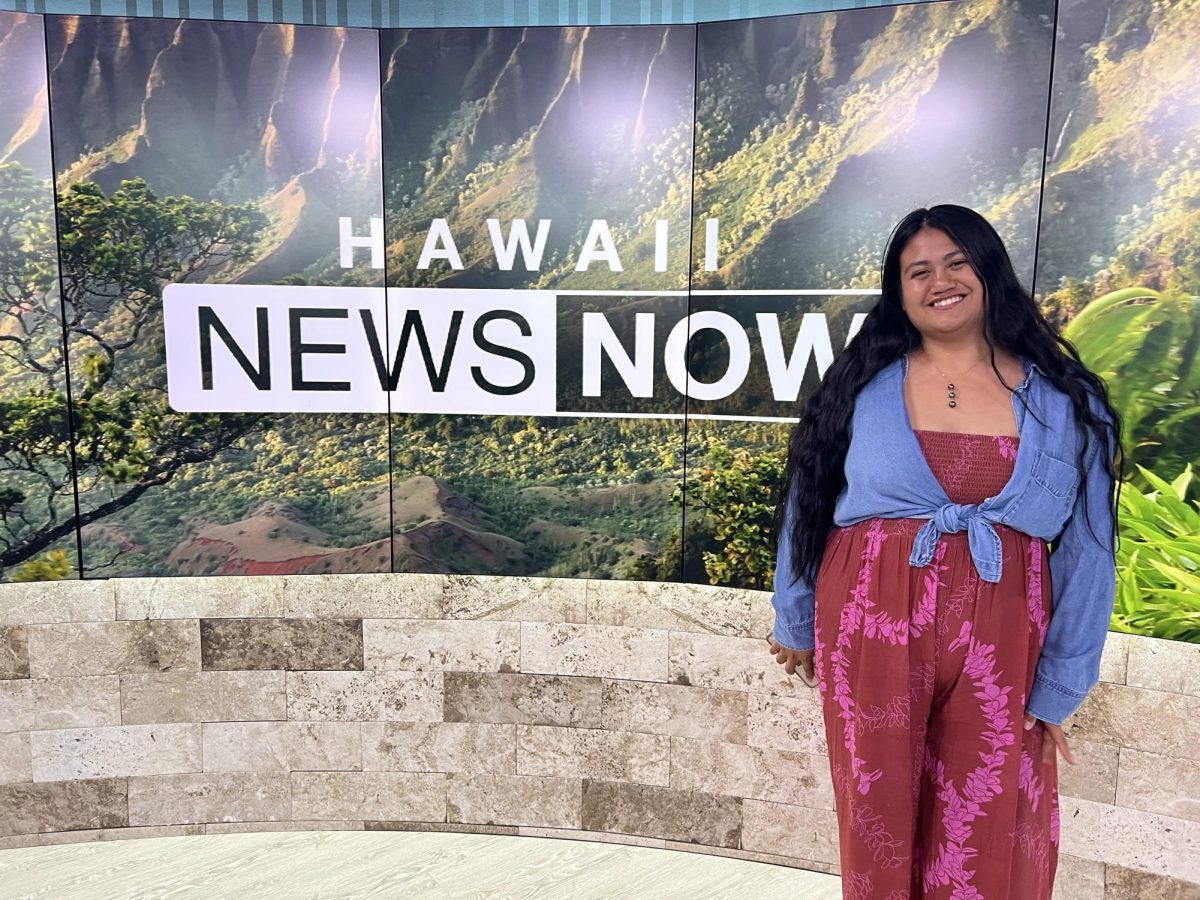 February 28, 2025 — Kye Kukahiko at Hawaiʻi News Now's studio after watching her classmates record their student-led segment (and watched her own video air)

