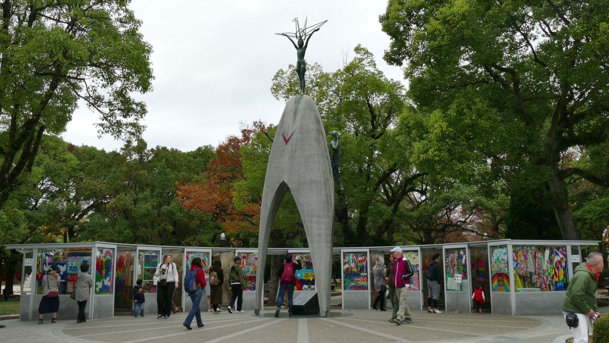 The Children’s Peace Monument in Hiroshima commemorates Sadako Sasaki and thousands of children affected by the atomic bombing, symbolizing hope and a commitment to peace.